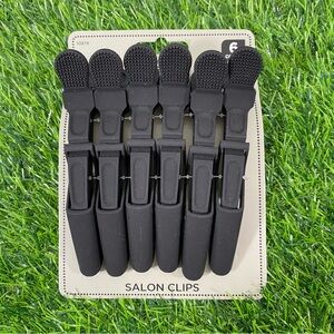 Matte Black 6x Salon Beak Hair Clips Crocodile Alligator Clamps for Styling